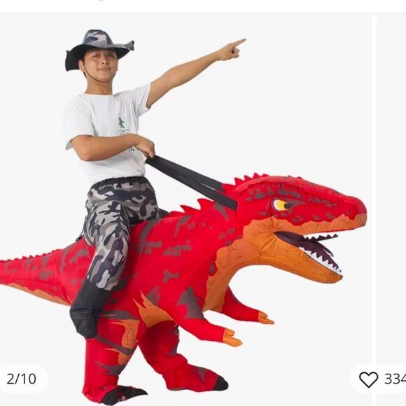 Halloween Inflatable Dinosaur Costume for Adult Ride on Dinosaur Blow Up Costume - Picture 1 of 5